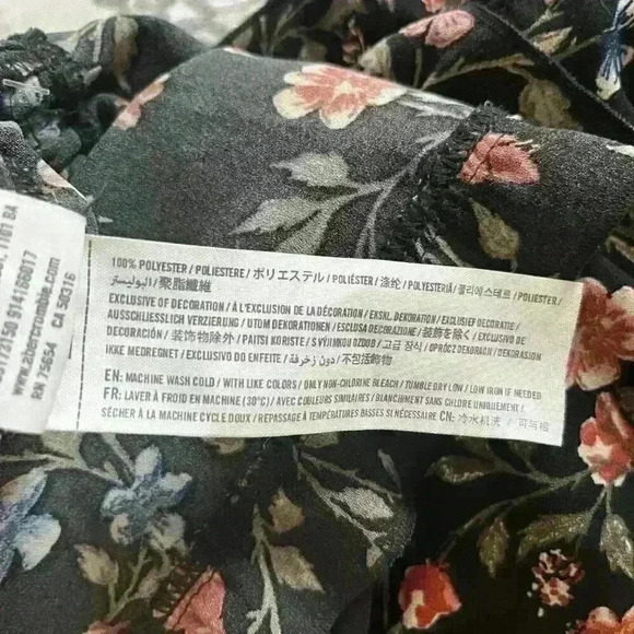 Abercrombie & Fitch Romper Floral Long Sleeve  Cinch Waist Black - Picture 8 of 12